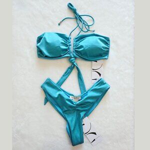 DVETE  Blair Bikini Top (Medium) & Paula Bikini Bottom (Small) in Aquamarine